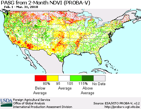 United States PASG from 2-Month NDVI (PROBA-V) Thematic Map For 3/21/2018 - 3/31/2018
