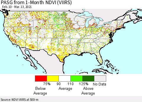 United States PASG from 1-Month NDVI (VIIRS) Thematic Map For 3/6/2021 - 3/13/2021
