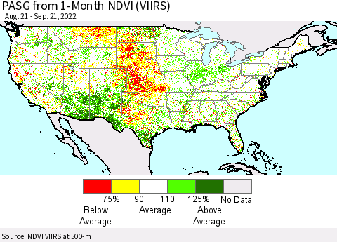 United States PASG from 1-Month NDVI (VIIRS) Thematic Map For 9/14/2022 - 9/21/2022