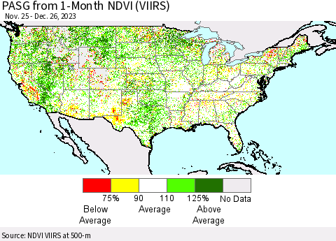 United States PASG from 1-Month NDVI (VIIRS) Thematic Map For 12/19/2023 - 12/26/2023