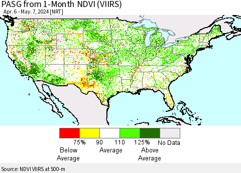 United States PASG from 1-Month NDVI (VIIRS) Thematic Map For 4/30/2024 - 5/7/2024