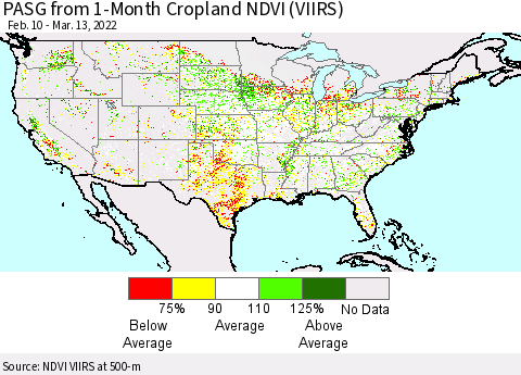 United States PASG from 1-Month Cropland NDVI (VIIRS) Thematic Map For 3/6/2022 - 3/13/2022