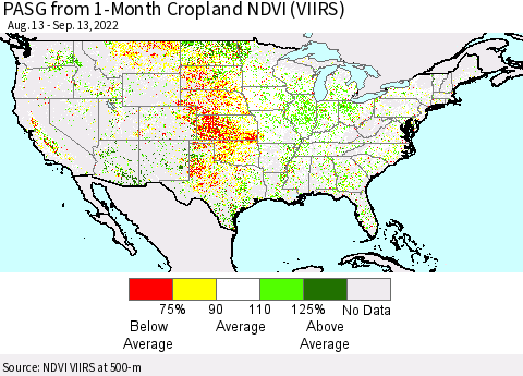 United States PASG from 1-Month Cropland NDVI (VIIRS) Thematic Map For 9/6/2022 - 9/13/2022