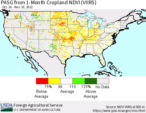 United States PASG from 1-Month Cropland NDVI (VIIRS) Thematic Map For 11/11/2022 - 11/20/2022