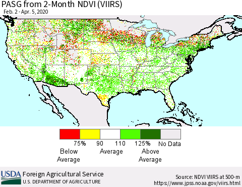 United States PASG from 2-Month NDVI (VIIRS) Thematic Map For 4/1/2020 - 4/10/2020