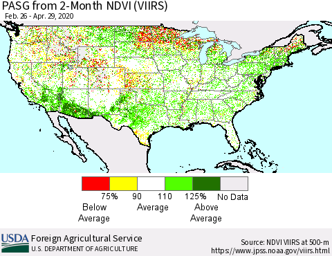 United States PASG from 2-Month NDVI (VIIRS) Thematic Map For 4/21/2020 - 4/30/2020