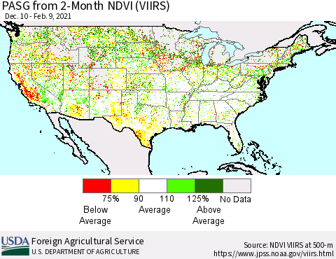 United States PASG from 2-Month NDVI (VIIRS) Thematic Map For 2/1/2021 - 2/10/2021