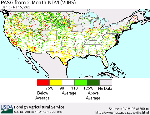United States PASG from 2-Month NDVI (VIIRS) Thematic Map For 3/1/2021 - 3/10/2021