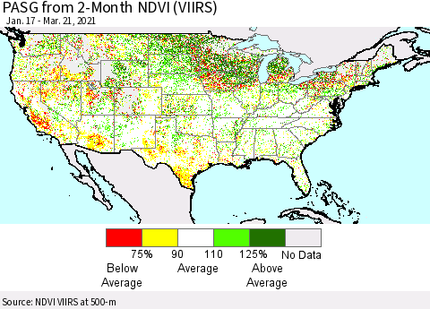 United States PASG from 2-Month NDVI (VIIRS) Thematic Map For 3/14/2021 - 3/21/2021