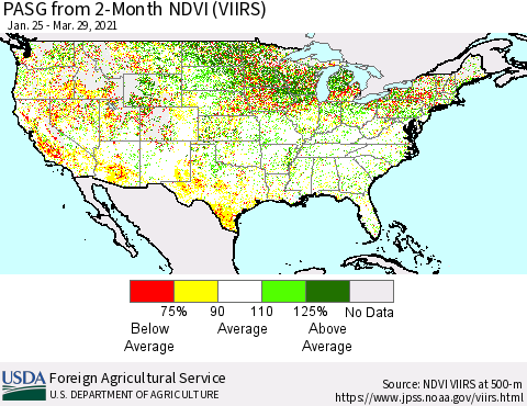 United States PASG from 2-Month NDVI (VIIRS) Thematic Map For 3/21/2021 - 3/31/2021