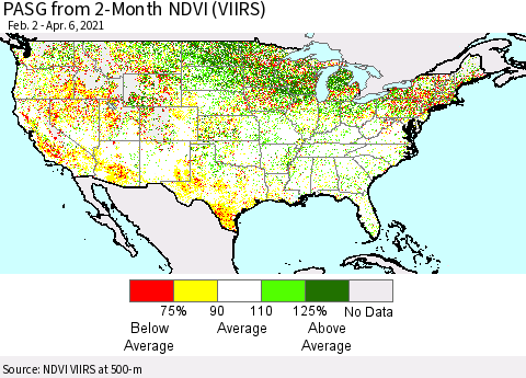 United States PASG from 2-Month NDVI (VIIRS) Thematic Map For 3/30/2021 - 4/6/2021