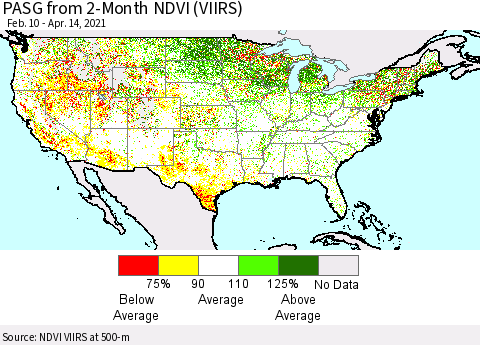 United States PASG from 2-Month NDVI (VIIRS) Thematic Map For 4/7/2021 - 4/14/2021