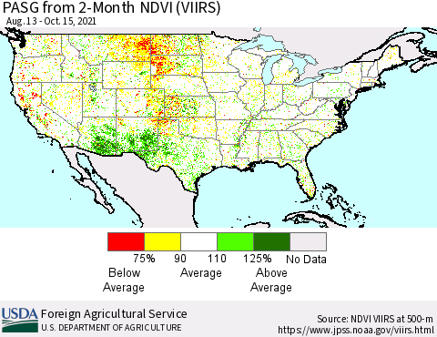 United States PASG from 2-Month NDVI (VIIRS) Thematic Map For 10/11/2021 - 10/20/2021