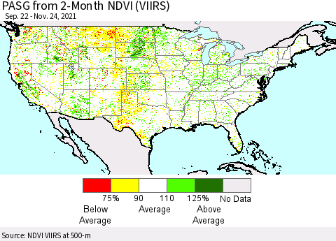 United States PASG from 2-Month NDVI (VIIRS) Thematic Map For 11/17/2021 - 11/24/2021