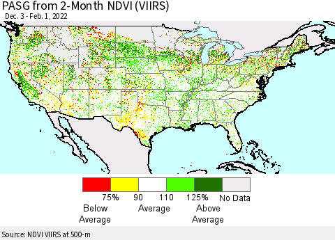 United States PASG from 2-Month NDVI (VIIRS) Thematic Map For 1/25/2022 - 2/1/2022