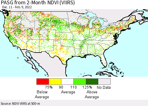 United States PASG from 2-Month NDVI (VIIRS) Thematic Map For 2/2/2022 - 2/9/2022