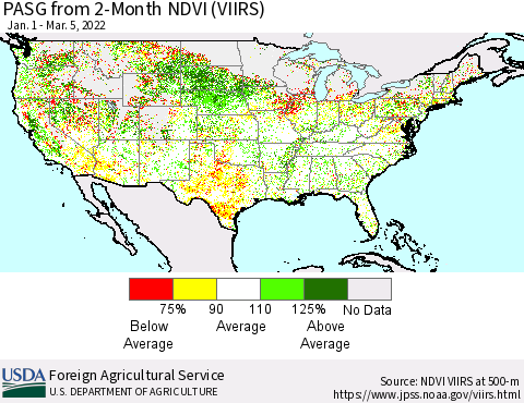 United States PASG from 2-Month NDVI (VIIRS) Thematic Map For 3/1/2022 - 3/10/2022