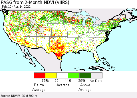 United States PASG from 2-Month NDVI (VIIRS) Thematic Map For 4/7/2022 - 4/14/2022