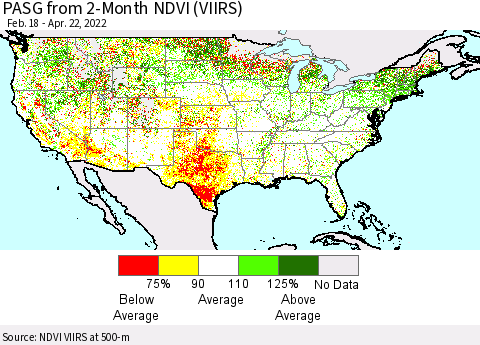 United States PASG from 2-Month NDVI (VIIRS) Thematic Map For 4/15/2022 - 4/22/2022