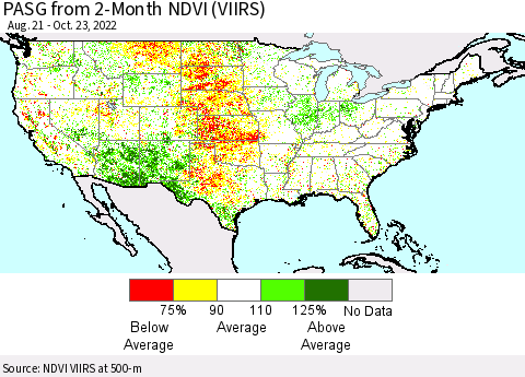 United States PASG from 2-Month NDVI (VIIRS) Thematic Map For 10/16/2022 - 10/23/2022