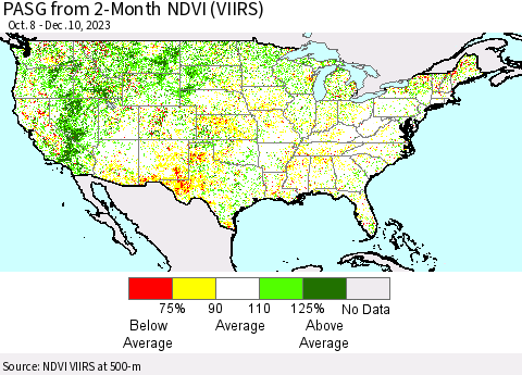 United States PASG from 2-Month NDVI (VIIRS) Thematic Map For 12/3/2023 - 12/10/2023