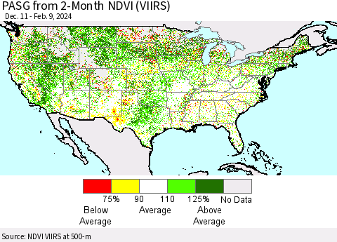 United States PASG from 2-Month NDVI (VIIRS) Thematic Map For 2/2/2024 - 2/9/2024