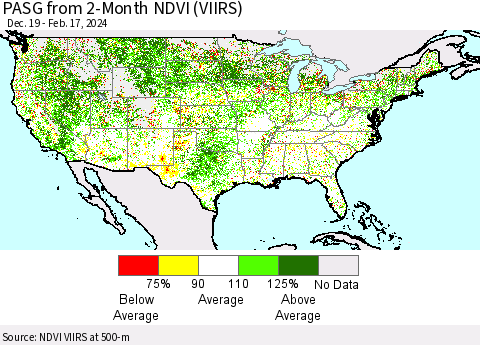 United States PASG from 2-Month NDVI (VIIRS) Thematic Map For 2/10/2024 - 2/17/2024