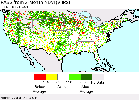 United States PASG from 2-Month NDVI (VIIRS) Thematic Map For 2/26/2024 - 3/4/2024