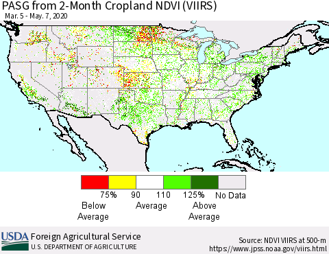 United States PASG from 2-Month Cropland NDVI (VIIRS) Thematic Map For 5/1/2020 - 5/10/2020