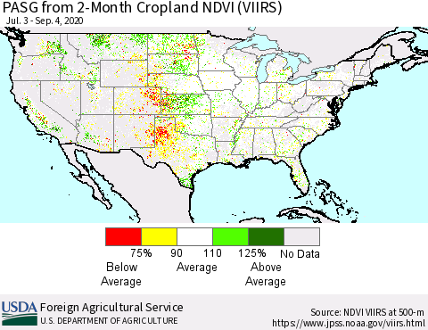 United States PASG from 2-Month Cropland NDVI (VIIRS) Thematic Map For 9/1/2020 - 9/10/2020