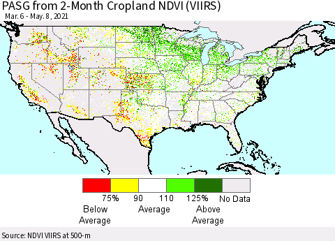 United States PASG from 2-Month Cropland NDVI (VIIRS) Thematic Map For 5/1/2021 - 5/8/2021