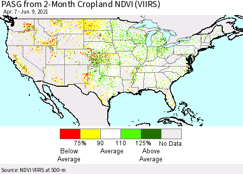 United States PASG from 2-Month Cropland NDVI (VIIRS) Thematic Map For 6/2/2021 - 6/9/2021