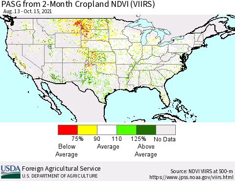 United States PASG from 2-Month Cropland NDVI (VIIRS) Thematic Map For 10/11/2021 - 10/20/2021