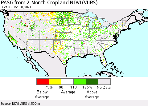 United States PASG from 2-Month Cropland NDVI (VIIRS) Thematic Map For 12/1/2021 - 12/10/2021