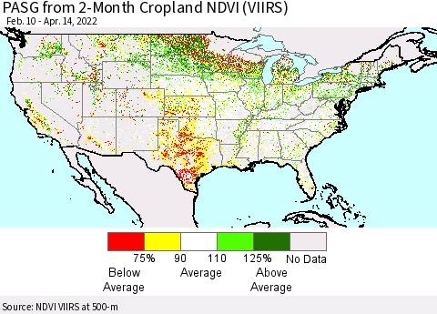 United States PASG from 2-Month Cropland NDVI (VIIRS) Thematic Map For 4/7/2022 - 4/14/2022