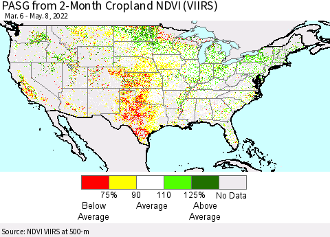 United States PASG from 2-Month Cropland NDVI (VIIRS) Thematic Map For 5/1/2022 - 5/8/2022