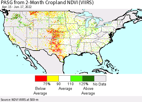 United States PASG from 2-Month Cropland NDVI (VIIRS) Thematic Map For 6/10/2022 - 6/17/2022