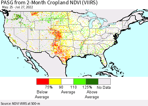 United States PASG from 2-Month Cropland NDVI (VIIRS) Thematic Map For 7/20/2022 - 7/27/2022