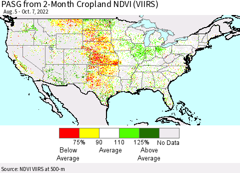 United States PASG from 2-Month Cropland NDVI (VIIRS) Thematic Map For 9/30/2022 - 10/7/2022