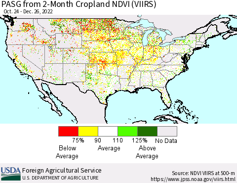 United States PASG from 2-Month Cropland NDVI (VIIRS) Thematic Map For 12/21/2022 - 12/31/2022