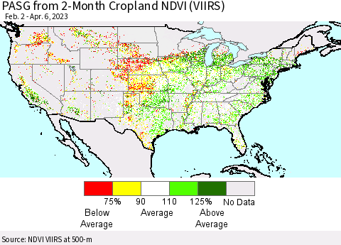 United States PASG from 2-Month Cropland NDVI (VIIRS) Thematic Map For 3/30/2023 - 4/6/2023
