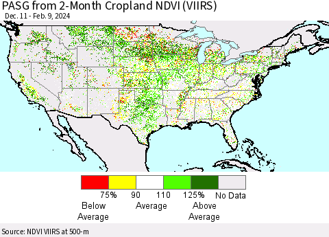 United States PASG from 2-Month Cropland NDVI (VIIRS) Thematic Map For 2/2/2024 - 2/9/2024