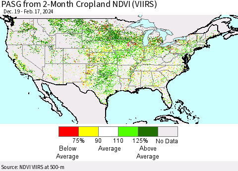 United States PASG from 2-Month Cropland NDVI (VIIRS) Thematic Map For 2/10/2024 - 2/17/2024