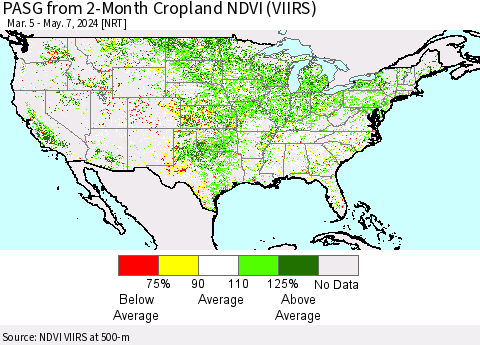 United States PASG from 2-Month Cropland NDVI (VIIRS) Thematic Map For 4/30/2024 - 5/7/2024