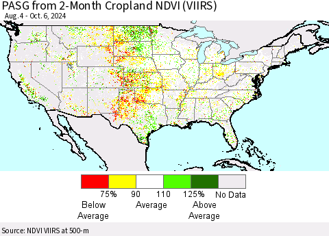 United States PASG from 2-Month Cropland NDVI (VIIRS) Thematic Map For 9/29/2024 - 10/6/2024