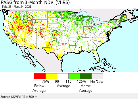 United States PASG from 3-Month NDVI (VIIRS) Thematic Map For 5/17/2021 - 5/24/2021