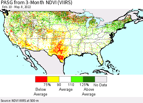 United States PASG from 3-Month NDVI (VIIRS) Thematic Map For 5/1/2022 - 5/8/2022