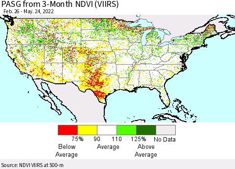 United States PASG from 3-Month NDVI (VIIRS) Thematic Map For 5/17/2022 - 5/24/2022