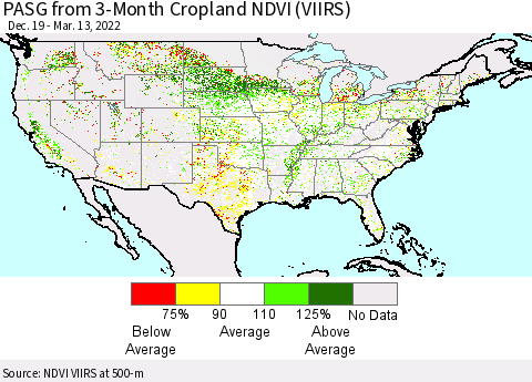 United States PASG from 3-Month Cropland NDVI (VIIRS) Thematic Map For 3/6/2022 - 3/13/2022
