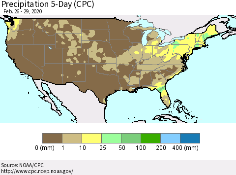 United States Precipitation 5-Day (CPC) Thematic Map For 2/26/2020 - 2/29/2020